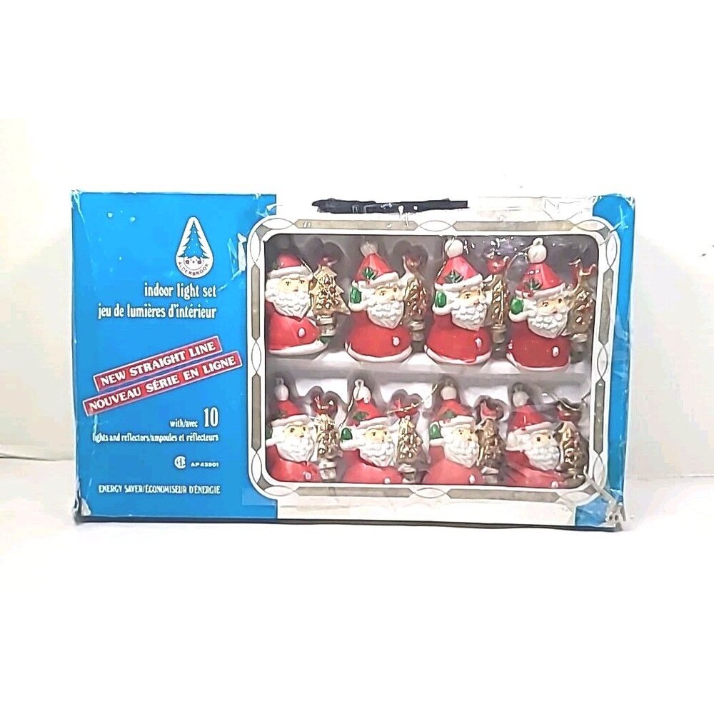 10 Vintage SANTA CLAUS Blow Mold String Light Covers Alderbrook Hong Kong